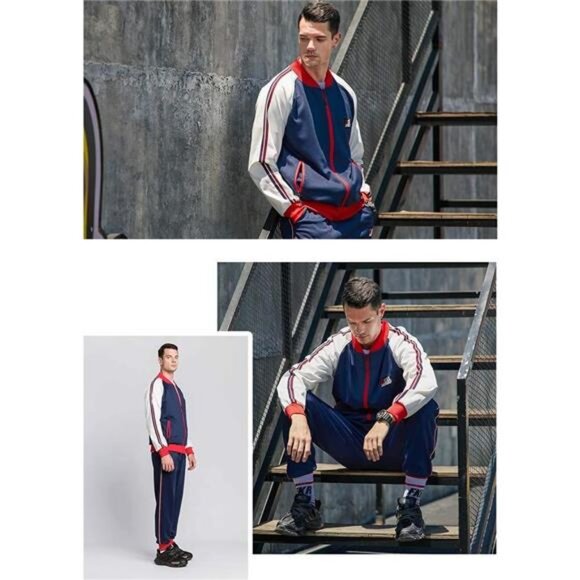 Men's Tracksuits 2 Piece Outfit Casual Long Sleeve Sweat Suit Set Full Zipper - Picture 3 of 5